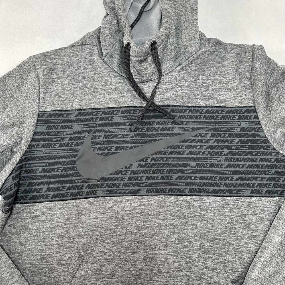 Nike Dri-FIT Hoodie Mens Large Gray Black Swoosh Repeat Training BV2764-071 - Picture 3 of 10
